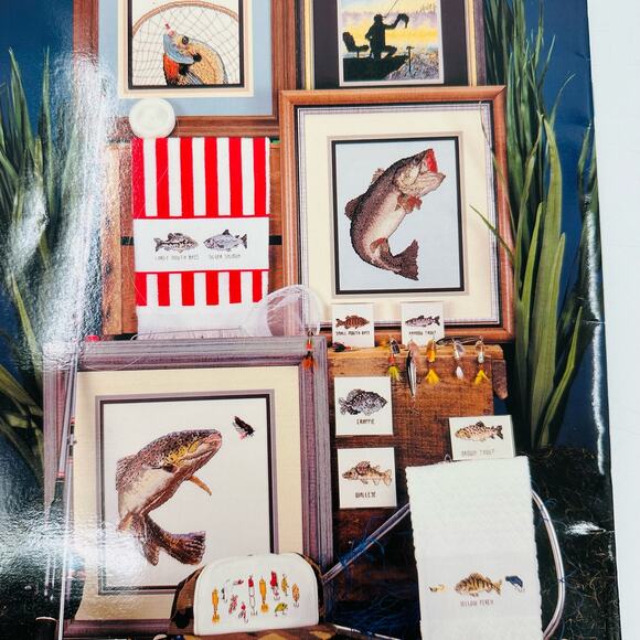 Dad Man Cross Stitch Lot GONE FISHING Duck Hunting Father's Day Husband Vintage - Picture 3 of 13